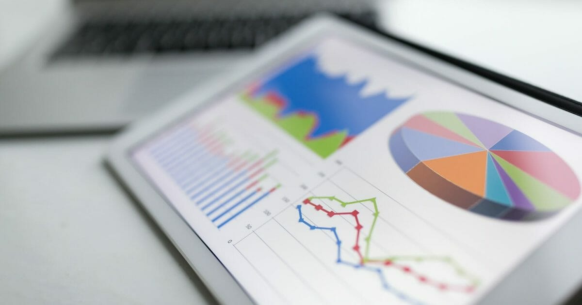 Tablet with business statistic chart