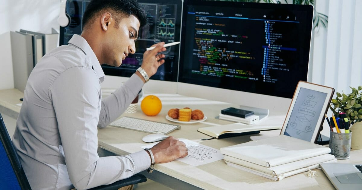 Developer checking structure chart