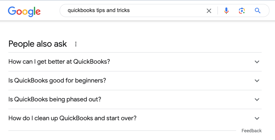 Sample Google search to showcase "People also asked" feature